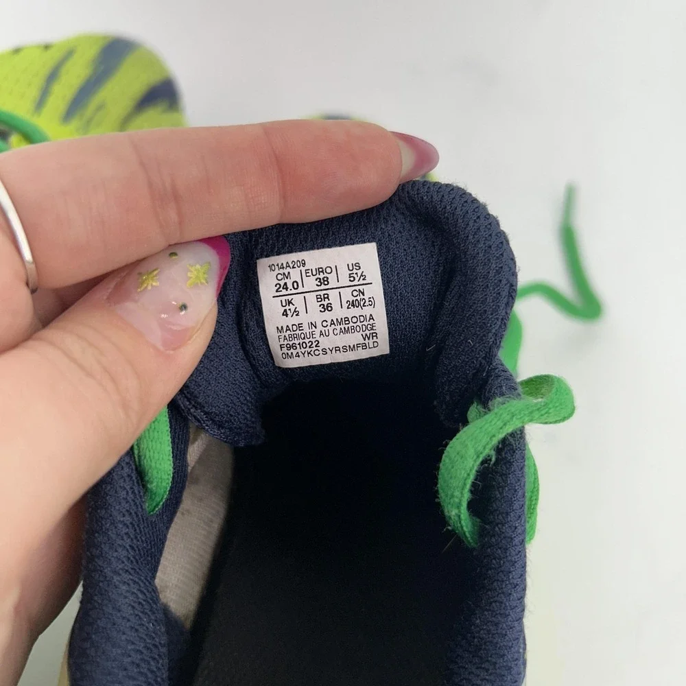 ASICS Noosa Tri 14 Shoes Size 5.5 Hazard Green Colorblock Running Sneakers Teens - Picture 13 of 14